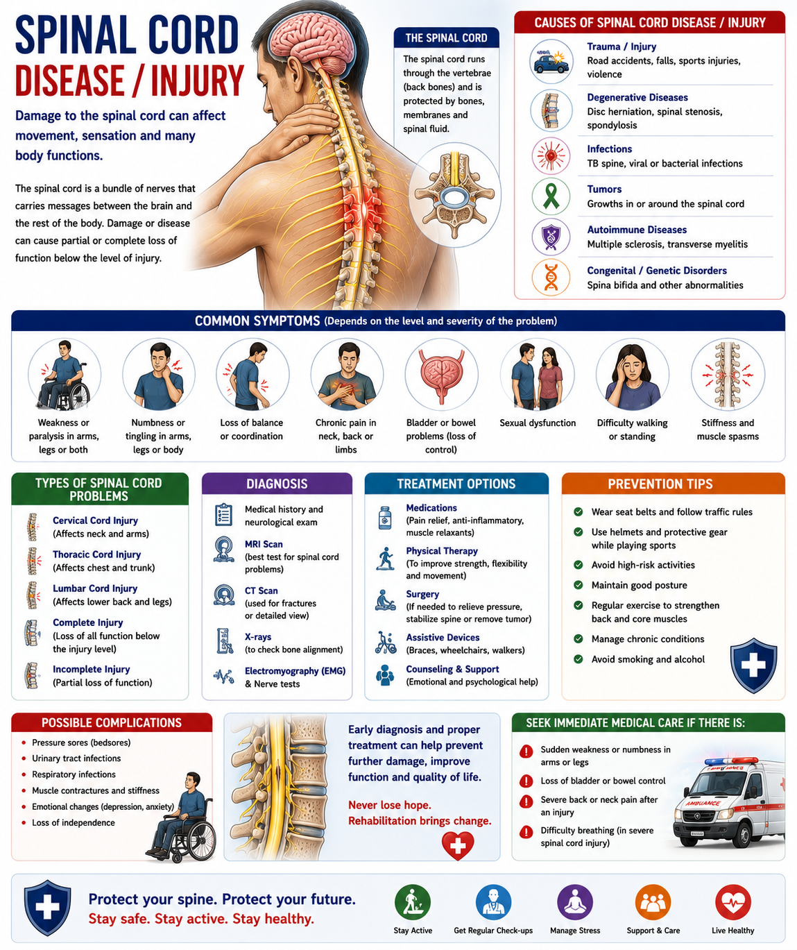 Spinal Cord Disease / Injury  કરોડરજ્જુ ના રોગ ઇજા